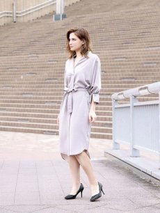 画像4: ワンピース キャバドレス 大人 膝丈 ミディアム丈 袖付 五分袖 DaysPiece(M)(ブラック/ホワイト/カーキ/グレー/ピンク/ネイビー) (4)