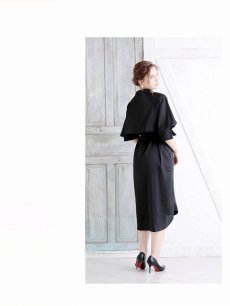 画像5: ワンピース キャバドレス 大人 膝丈 ミディアム丈 袖付 五分袖 DaysPiece(M)(ブラック/ホワイト/カーキ/グレー/ピンク/ネイビー) (5)