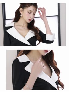 画像3: ※一部予約販売※キャバドレス ミニ ミディ丈 膝丈 袖付き 韓国風 お出かけ Belsia(S/M/L/XL)(ブラック(L/XL/4月下旬)) (3)