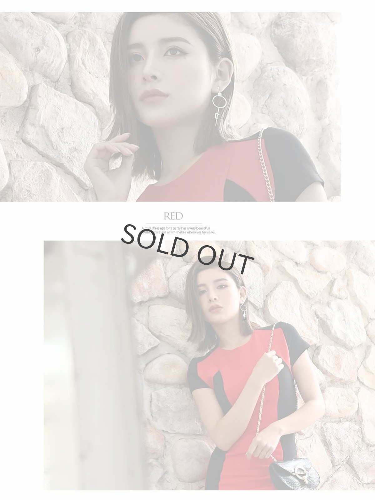 画像5: ワンピース キャバドレス バイカラー 半袖 シンプル タイト キャバドレス DaysPiece(S/M/L/XL(2L))(レッド/ブルー/ホワイト) (5)