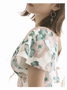 画像4: ワンピース キャバドレス アシンメトリー 花柄 半袖 シアー タイト DaysPiece(S/M/L/XL(2L))(グリーン) (4)