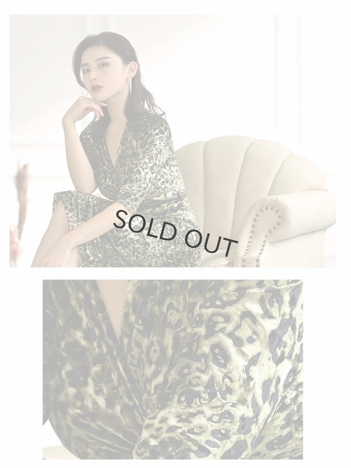 画像3: ワンピース キャバドレス 袖付 レオパード ベロア カシュクール 大人 DaysPiece(S/M/L/XL(2L))(ブラック/グリーン) (3)