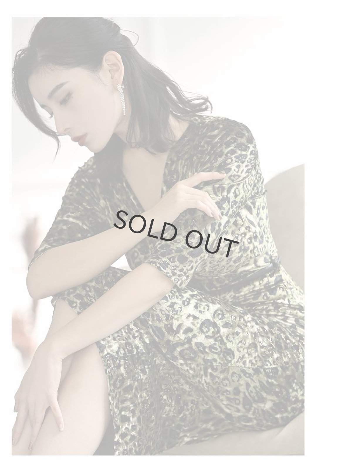 画像5: ワンピース キャバドレス 袖付 レオパード ベロア カシュクール 大人 DaysPiece(S/M/L/XL(2L))(ブラック/グリーン) (5)