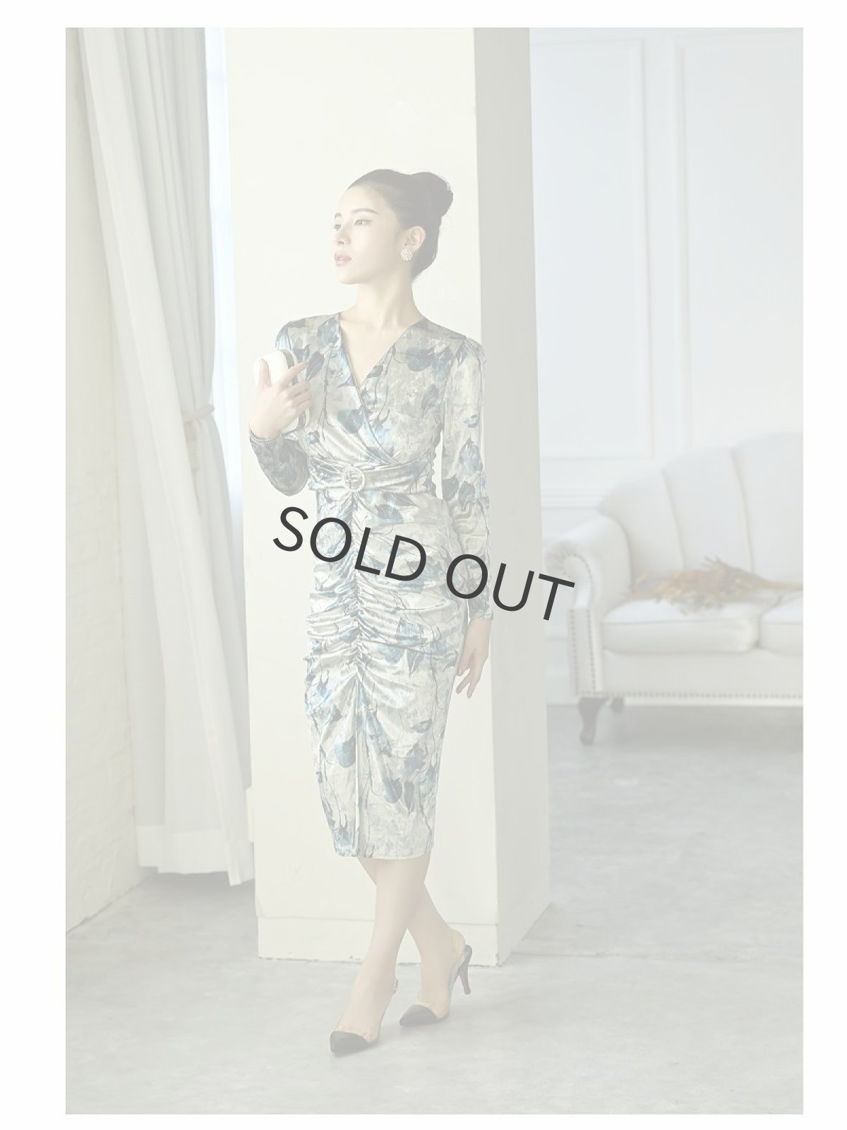 画像2: ワンピース キャバドレス 韓国ドレス ビロード シャーリング ストレッチ 同伴 DaysPiece(S/M/L)(ピンク/ブルー) (2)