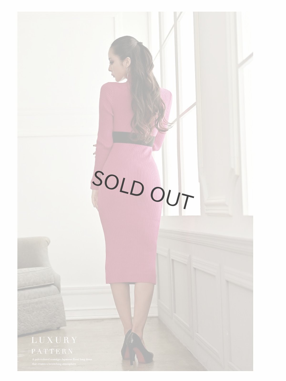 画像2: ワンピース キャバドレス リブ キャバドレス 韓国ドレス 上品 ハイネック DaysPiece(M)(ベージュ/ピンク/ブルー/ブラック) (2)