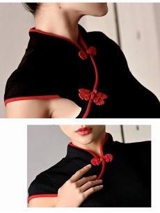 画像3: ワンピース キャバドレス キャバドレス 袖付 膝丈 sexy カッティング DaysPiece(S/M/L)(ブラック) (3)