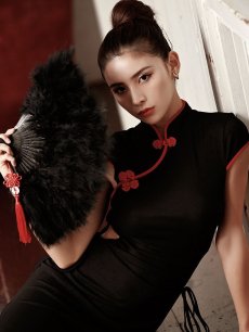 画像5: ワンピース キャバドレス キャバドレス 袖付 膝丈 sexy カッティング DaysPiece(S/M/L)(ブラック) (5)