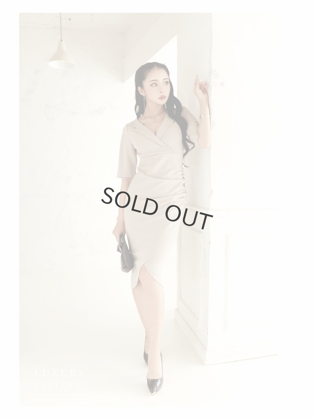 画像2: ワンピース キャバドレス セレブ カシュクール 膝丈 キャバドレス 大人 DaysPiece(S/M/L/XL(2L))(ブラック/ベージュ) (2)