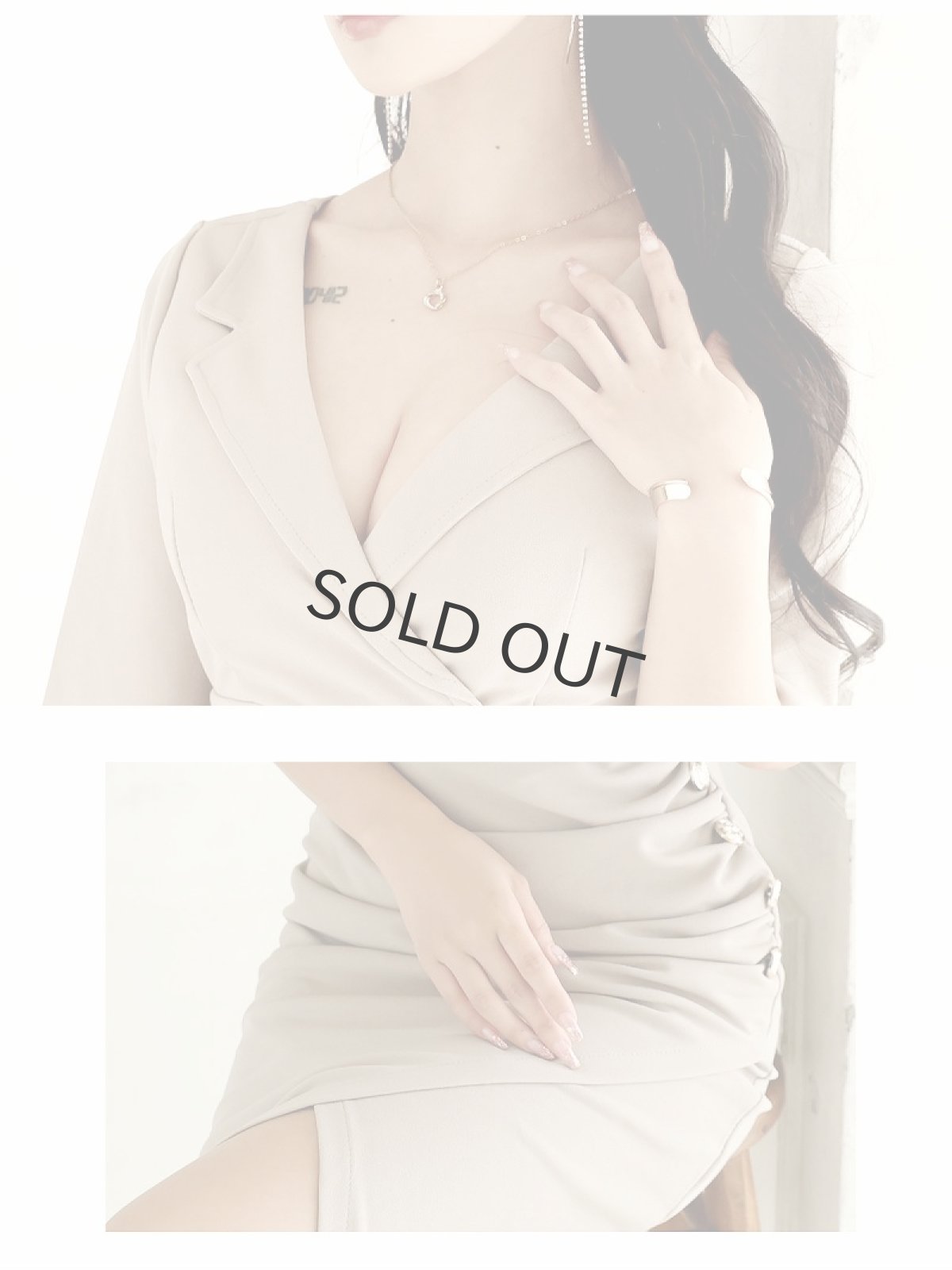 画像3: ワンピース キャバドレス セレブ カシュクール 膝丈 キャバドレス 大人 DaysPiece(S/M/L/XL(2L))(ブラック/ベージュ) (3)