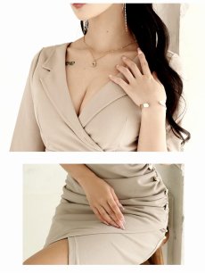 画像3: ワンピース キャバドレス セレブ カシュクール 膝丈 キャバドレス 大人 DaysPiece(S/M/L/XL(2L))(ブラック/ベージュ) (3)