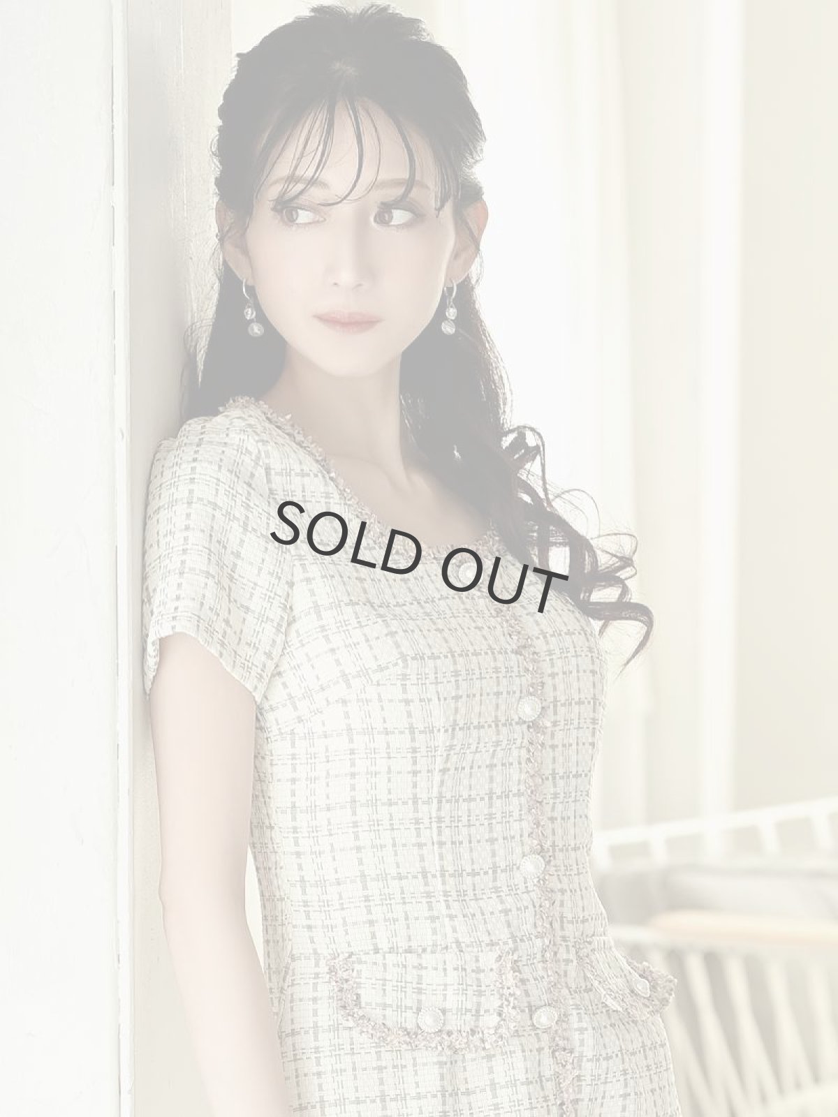 画像3: ワンピース キャバドレス キャバドレス チェック 半袖 豪華 サマーツイード Belsia.LUX(S/M/L)(ベージュ/ブルー) (3)