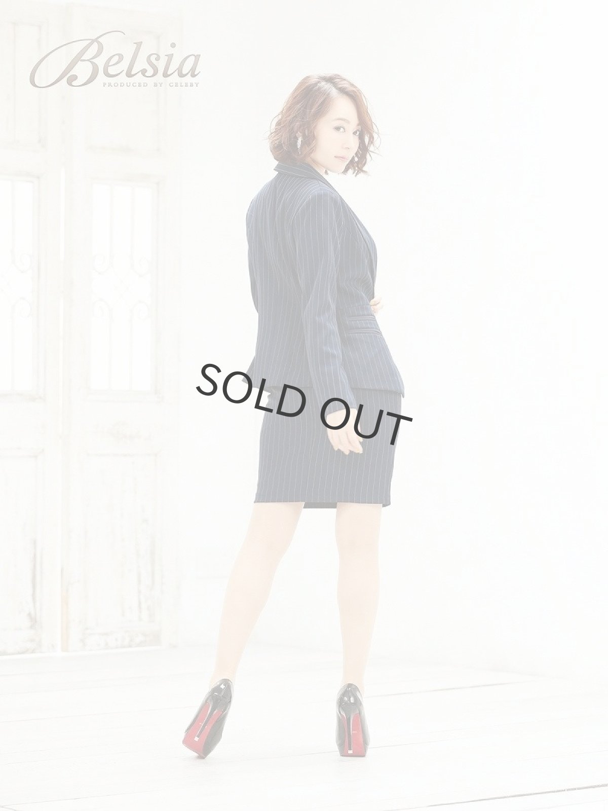 画像3: キャバスーツ コンパニオン フォーマル ミニ丈 タイト 入園式 Belsia(S/M/L/XL(2L))(ネイビー) (3)