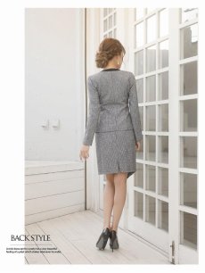 画像4: キャバスーツ 千鳥柄 ツイード 膝丈 フォーマル セットアップ Belsia.LUX(S/M/L/XL(2L)/XXL(3L))(ブラック) (4)