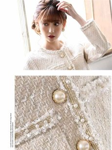 画像2: キャバスーツ コンパニオン フォーマル ノーカラー チェック ジャケット Belsia.LUX(S/M/L)(ブラック/オフホワイト/ミント) (2)