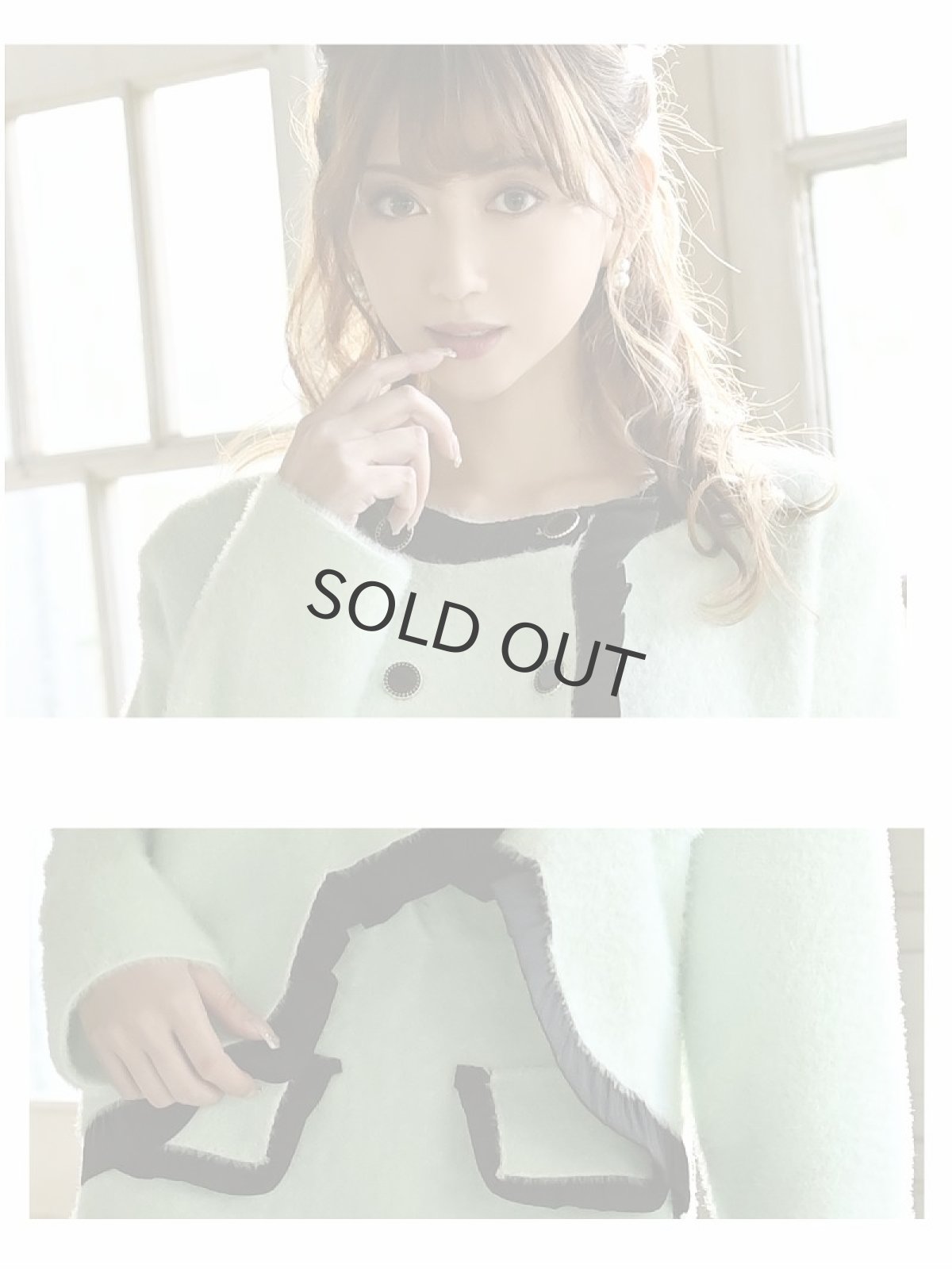 画像3: キャバスーツ ダブルジャケット ママスーツ アシンメトリー ナイトスーツ 可愛い Belsia(M)(ブラック/ホワイト/グリーン) (3)