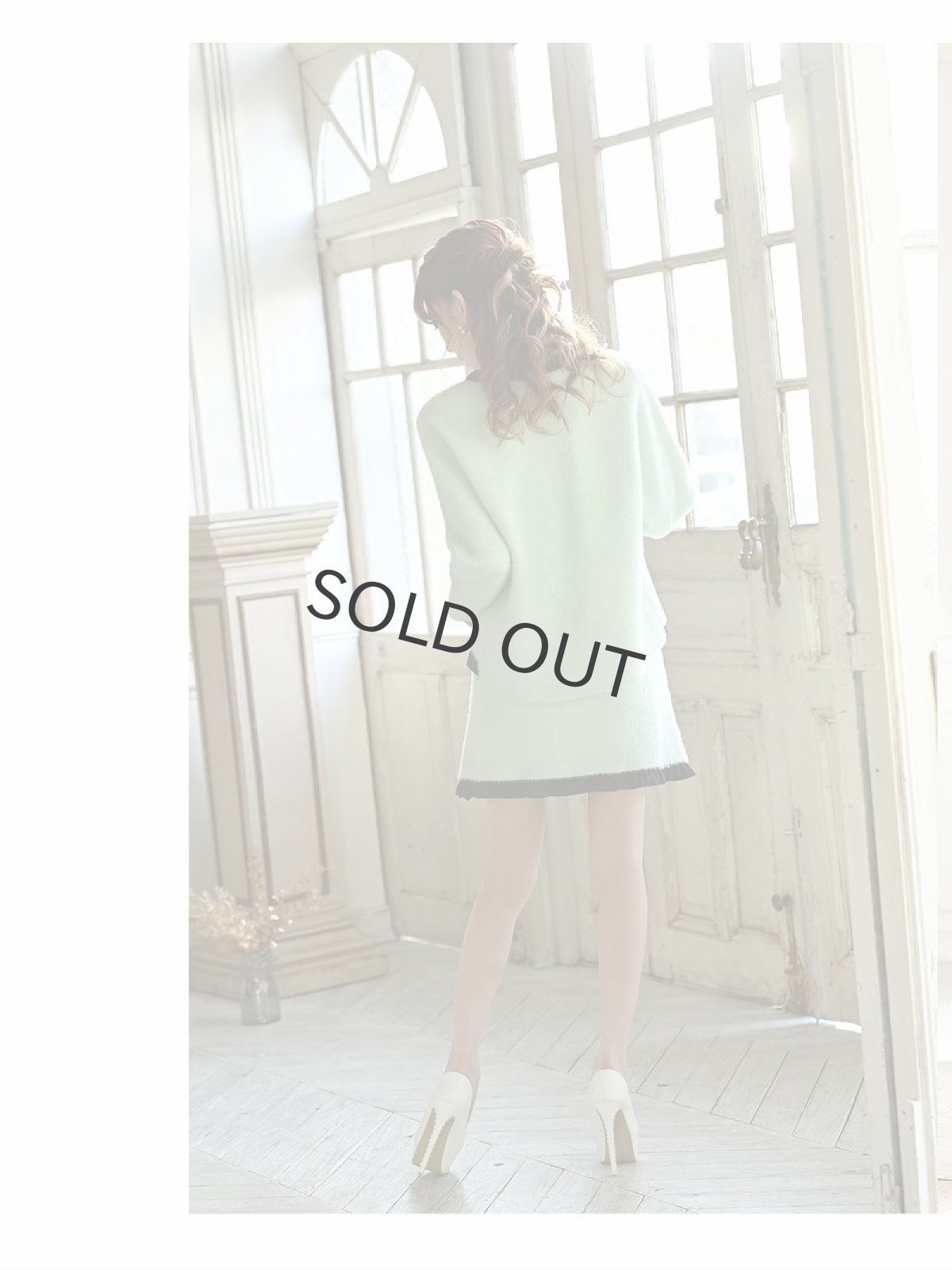 画像5: キャバスーツ ダブルジャケット ママスーツ アシンメトリー ナイトスーツ 可愛い Belsia(M)(ブラック/ホワイト/グリーン) (5)