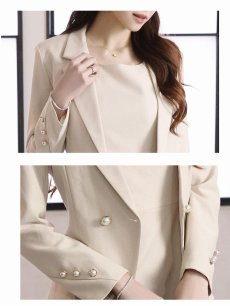 画像3: キャバスーツ シンプル フォーマルスーツ 3L 大きいサイズ 膝丈 Belsia(S/M/L/XL/3L)(ピンク/オフホワイト/ブラック) (3)