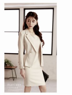 画像4: キャバスーツ シンプル フォーマルスーツ 3L 大きいサイズ 膝丈 Belsia(S/M/L/XL/3L)(ピンク/オフホワイト/ブラック) (4)