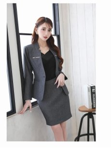 画像4: キャバスーツ グレー 韓国風 タイト 大きいサイズスーツ 3L Belsia(S/M/L/XL/3L)(グレー) (4)