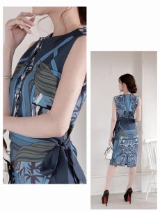 画像5: ワンピース キャバドレス ペイズリー カシュクール セレブワンピース 大人 キャバクラワンピース Belsia(S/M/L/XL)(ホワイト/ブルー) (5)