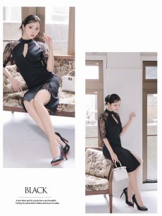 画像5: キャバドレス ミニ アメスリ風 袖付き 体型カバー レース セクシー DaysPiece(S/M/L/XL)(ブラック) (5)