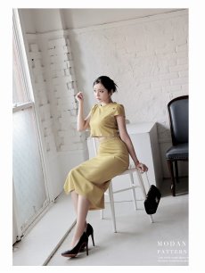 画像2: セットアップ キャバ ドレス セットアップドレス 膝丈 ストレッチ 同伴 半袖 DaysPiece(M/L)(イエロー/ブラック) (2)
