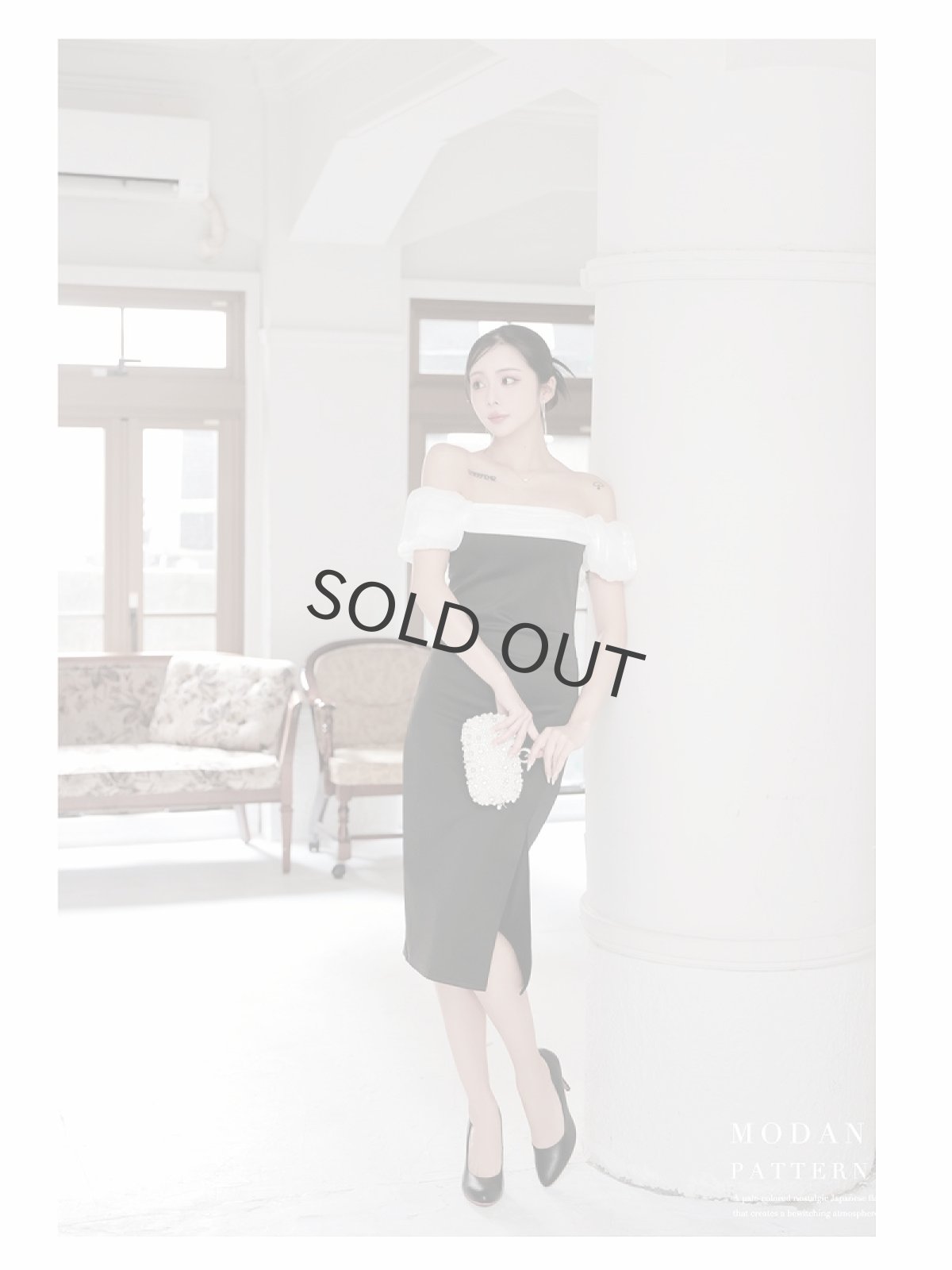 画像2: キャバドレス ミニ オフショル オーガンジー 膝丈 ミディ丈 パーティードレス DaysPiece(M)(ホワイト) (2)