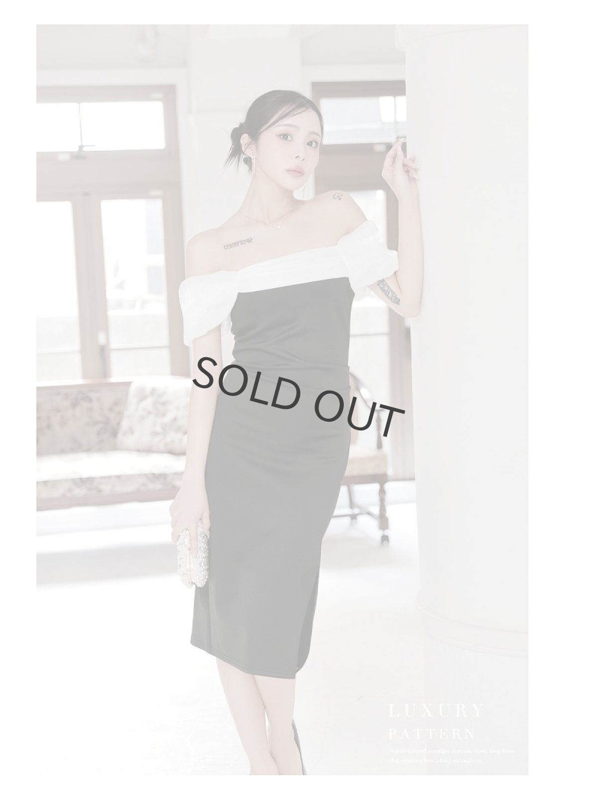 画像4: キャバドレス ミニ オフショル オーガンジー 膝丈 ミディ丈 パーティードレス DaysPiece(M)(ホワイト) (4)