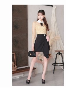 画像2: セットアップ キャバ ドレス セットアップ レース 韓国風 上品 ブラウジング Belsia(M/L/XL(2L))(ベージュ) (2)