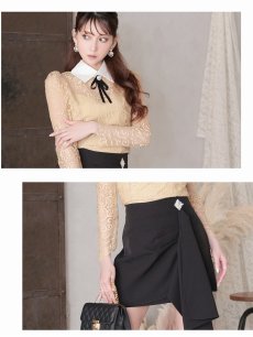 画像3: セットアップ キャバ ドレス セットアップ レース 韓国風 上品 ブラウジング Belsia(M/L/XL(2L))(ベージュ) (3)