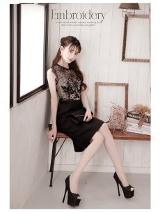 画像4: ※一部予約販売※キャバドレス ミニ 膝丈 レース フォーマル 結構式 パーティー Belsia(S/M/L/XL(2L))(ブラック(XL/9月中旬)) (4)