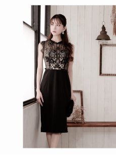 画像5: ※一部予約販売※キャバドレス ミニ 膝丈 レース フォーマル 結構式 パーティー Belsia(S/M/L/XL(2L))(ブラック(XL/9月中旬)) (5)