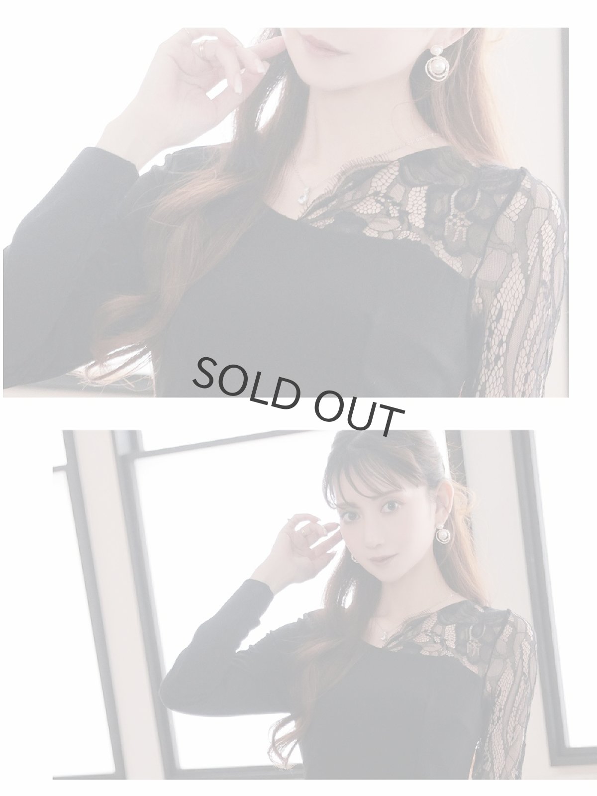 画像3: キャバドレス ミニ 袖付き アシンメトリー 長袖 レース袖 エレガント Belsia(S/M/L/XL(2L))(ブラック) (3)