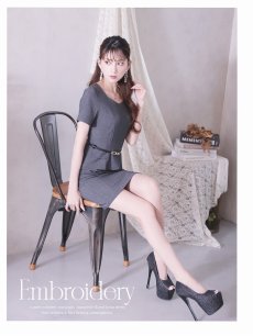 画像2: ワンピース キャバドレス 半袖 3Lサイズ フォーマルドレス ペプラム 体型カバー Belsia(S/M/L/XL(2L)/XXL(3L))(グレー/ブラック) (2)