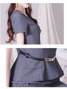 画像3: ワンピース キャバドレス 半袖 3Lサイズ フォーマルドレス ペプラム 体型カバー Belsia(S/M/L/XL(2L)/XXL(3L))(グレー/ブラック) (3)