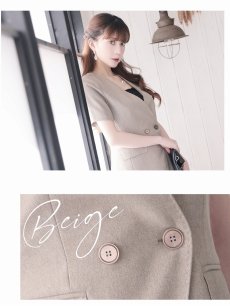 画像3: キャバスーツ 半袖 大きいサイズ 2L 3L 上品 Belsia(S/M/L/XL(2L)/XXL(3L))(グレー/ベージュ) (3)