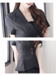 画像3: キャバスーツ 半袖 3Lサイズ 大きいサイズ 体型カバー ペプラム Belsia(S/M/L/XL(2L)/XXL(3L))(ブラック) (3)
