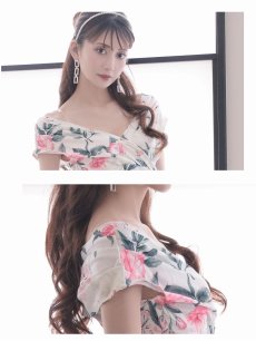 画像3: ワンピース キャバドレス 花柄 膝丈 ミディ丈 2L 韓国風 Belsia(S/M/L/XL(2L))(ホワイト) (3)