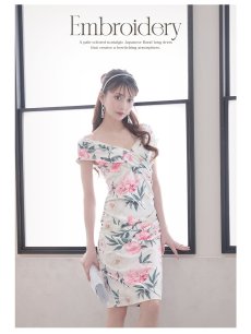 画像5: ワンピース キャバドレス 花柄 膝丈 ミディ丈 2L 韓国風 Belsia(S/M/L/XL(2L))(ホワイト) (5)
