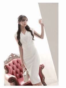 画像4: ワンピース キャバドレス ホワイト 膝丈 ミディ丈 ノースリーブ カシュクール DaysPiece(S/M/L/XL(2L))(ホワイト) (4)