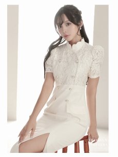 画像3: ワンピース キャバドレス レース インポート 上品 韓国ワンピース 膝丈 DaysPiece(S/M/L)(アイボリー) (3)