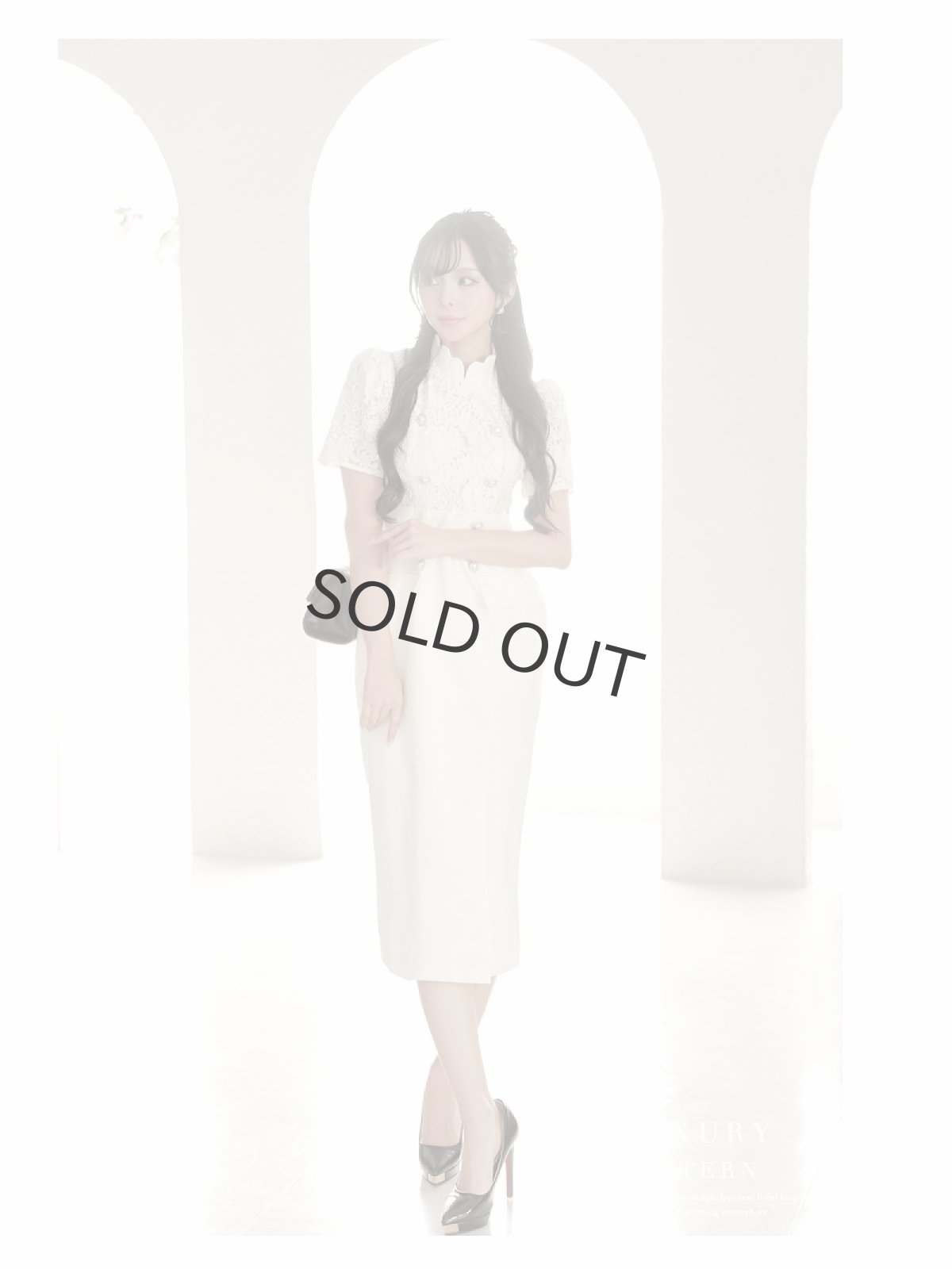 画像4: ワンピース キャバドレス レース インポート 上品 韓国ワンピース 膝丈 DaysPiece(S/M/L)(アイボリー) (4)