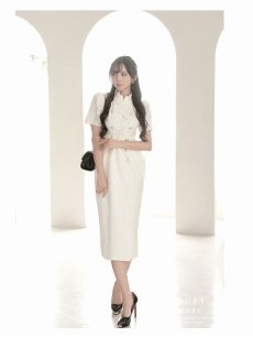 画像4: ワンピース キャバドレス レース インポート 上品 韓国ワンピース 膝丈 DaysPiece(S/M/L)(アイボリー) (4)