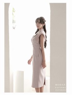 画像2: ワンピース キャバドレス パープル 襟付き 膝丈 ミディ丈 上品 DaysPiece(S/M/L/XL(2L))(パープル) (2)