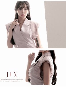 画像4: ワンピース キャバドレス パープル 襟付き 膝丈 ミディ丈 上品 DaysPiece(S/M/L/XL(2L))(パープル) (4)