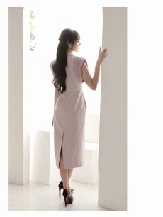 画像5: ワンピース キャバドレス パープル 襟付き 膝丈 ミディ丈 上品 DaysPiece(S/M/L/XL(2L))(パープル) (5)