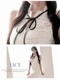 画像4: ワンピース キャバドレス レース リボン ノースリーブ ミディ丈 膝丈 DaysPiece(S/M/L)(ベージュ) (4)