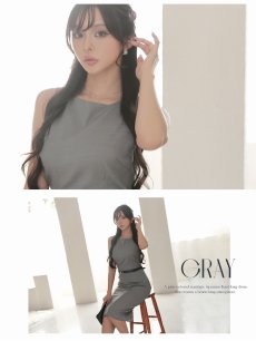 画像4: ワンピース キャバドレス フォーマル ノースリーブ クルーネック 上品 上質 DaysPiece(S/M/L/XL(2L))(グレー) (4)