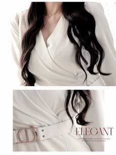 画像3: ワンピース キャバドレス ワンピース タイト カシュクール ラップ ベルト付き DaysPiece(S/M/L/XL)(ホワイト) (3)