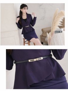 画像3: キャバスーツ ノーカラージャケット タイト ミニ フォーマル 高級 Belsia.LUX(S/M/L/XL(2L))(パープル/グレー) (3)